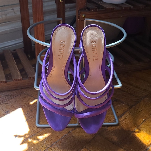 SCHUTZ Shoes - SCHUTZ Felicia purple heel mule sandals
